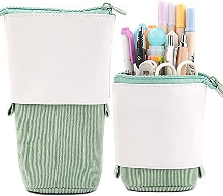 Telescopische potloodtas penhouder pen papierwerk koffer, PU Corduroy Stand-up retractable Transformer Bag kleurrijke organisator,