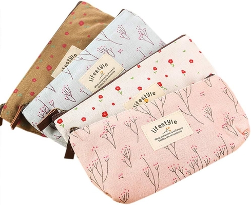 Potlooddoosje, schattig bloemen doosje rits potlooddoosjes mooie stof bloemen boom penzakken benodigdheden 4 stuks