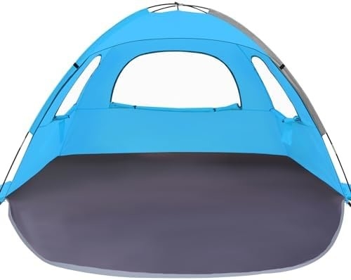 WhiteFang Beach Tent Anti-UV Draagbare zonnescherm voor 3/4/6 personen, uitbreidbare vloer met 3 ventilatiemesh