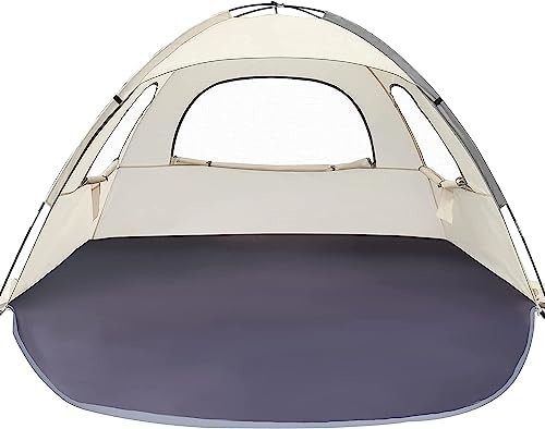 WhiteFang Beach Tent Anti-UV Draagbare zonnescherm voor 3/4/6 personen, uitbreidbare vloer met 3 ventilatiemesh