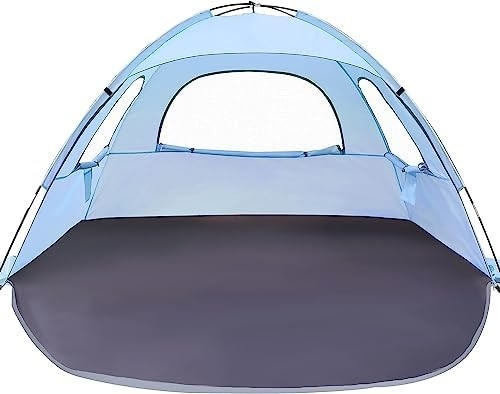 WhiteFang Beach Tent Anti-UV Draagbare zonnescherm voor 3/4/6 personen, uitbreidbare vloer met 3 ventilatiemesh