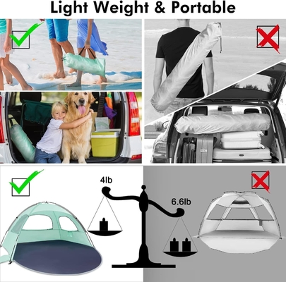 WhiteFang Beach Tent Anti-UV Draagbare zonnescherm voor 3/4/6 personen, uitbreidbare vloer met 3 ventilatiemesh