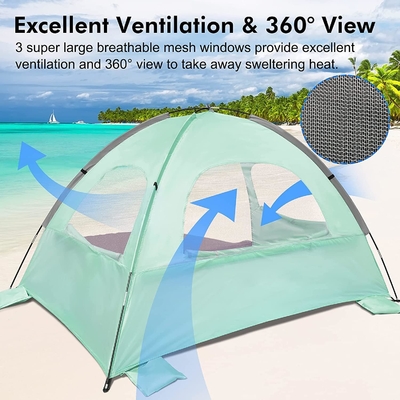 WhiteFang Beach Tent Anti-UV Draagbare zonnescherm voor 3/4/6 personen, uitbreidbare vloer met 3 ventilatiemesh