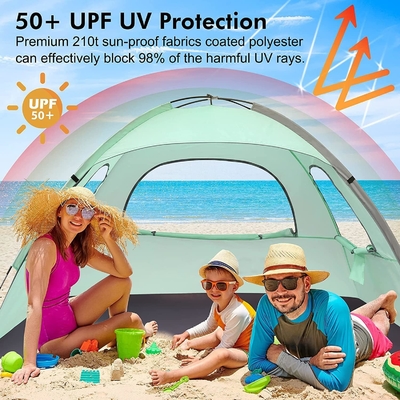 WhiteFang Beach Tent Anti-UV Draagbare zonnescherm voor 3/4/6 personen, uitbreidbare vloer met 3 ventilatiemesh