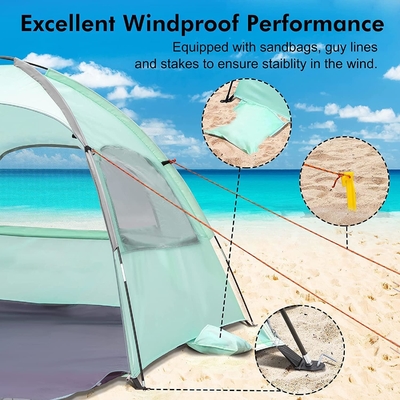 WhiteFang Beach Tent Anti-UV Draagbare zonnescherm voor 3/4/6 personen, uitbreidbare vloer met 3 ventilatiemesh