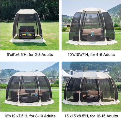 Alvantor Scherm Huis Kamperen Tent Buiten Canopy Pop Up Sun Shade Hexagon Shelter Mesh Wanden Niet Waterdicht 6'x6'