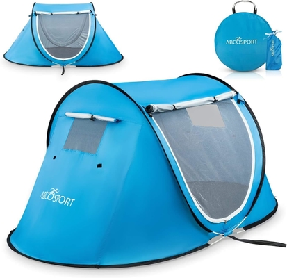Abco 2-persoons pop-up tent - Draagbare hut met 2 deuren, waterdicht en UV-bescherming, draagtas - Sky Blue