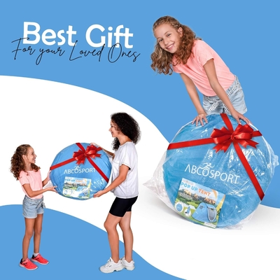 Abco 2-persoons pop-up tent - Draagbare hut met 2 deuren, waterdicht en UV-bescherming, draagtas - Sky Blue