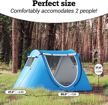 Abco 2-persoons pop-up tent - Draagbare hut met 2 deuren, waterdicht en UV-bescherming, draagtas - Sky Blue