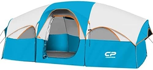 CAMPROS CP Tent 8 personen Kamperende tenten Weerbestendige familie tent 5 Grote gaas ramen, dubbele laag, verdeeld