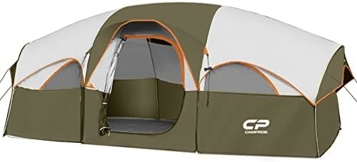 CAMPROS CP Tent 8 personen Kamperende tenten Weerbestendige familie tent 5 Grote gaas ramen, dubbele laag, verdeeld