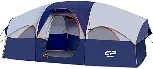 CAMPROS CP Tent 8 personen Kamperende tenten Weerbestendige familie tent 5 Grote gaas ramen, dubbele laag, verdeeld