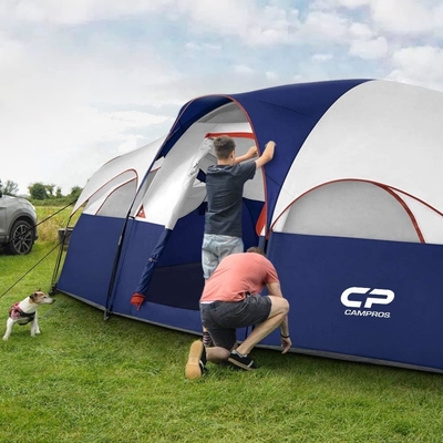CAMPROS CP Tent 8 personen Kamperende tenten Weerbestendige familie tent 5 Grote gaas ramen, dubbele laag, verdeeld