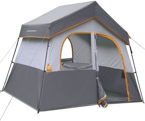 HIKERGARDEN 6 Persoon Kampertent - Draagbaar gemakkelijk op te zetten familie tent voor kamperen, winddicht stof hut tent buiten