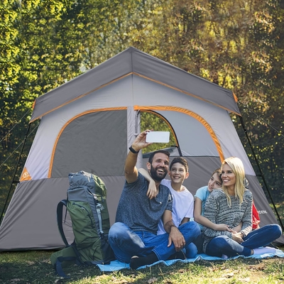 HIKERGARDEN 6 Persoon Kampertent - Draagbaar gemakkelijk op te zetten familie tent voor kamperen, winddicht stof hut tent buiten