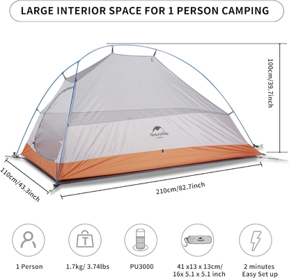 Naturehike Cloud-Up 1 persoon tent Lichte rugzak tent voor één man, waterdicht ultralicht eenpersoons tent, Do