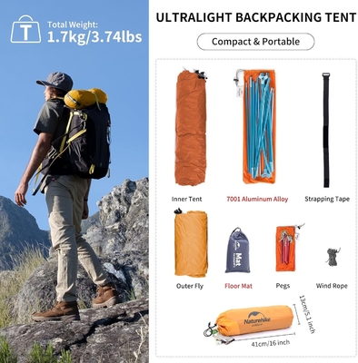 Naturehike Cloud-Up 1 persoon tent Lichte rugzak tent voor één man, waterdicht ultralicht eenpersoons tent, Do