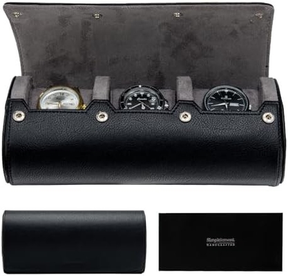 Horloge reiszak, horloge rol voor 3 horloges, Premium faux leer, cadeau-doos verpakking √ Bruin √