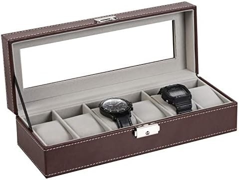 NEX 6 Slots Horloge Box Organisator voor mannen, Zwarte Horloge Houder Stand Display Storage Case