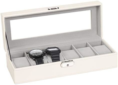 NEX 6 Slots Horloge Box Organisator voor mannen, Zwarte Horloge Houder Stand Display Storage Case