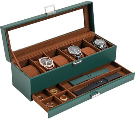 ProCase Horloge Doos Organisator voor mannen, 6 slot Horloge Display Case met lade, Vadersdag cadeau Mensen Horloge Houder Horloge