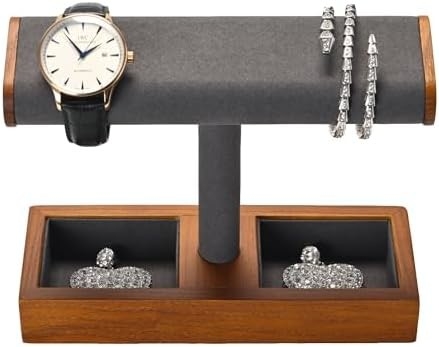 Houten horlogescherm T-balk horlogescherm sieradenhouder horlogeschermhoes voor mannen horlogeschermhouder organisator voor mannen