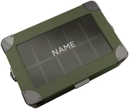 CASE ELEGANCE Militair 10 Slot Horloge Doos Case Organisator voor mannen, Echte Glas Top, Modulaire Valet Tray,