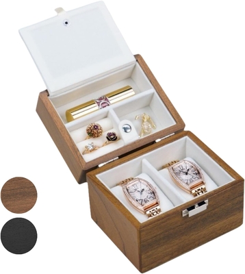 Horloge doos, horloge reiszak voor mannen, houten horloge en juwelen houder organisator voor vrouw, draagbare bescherming 2-slot watc