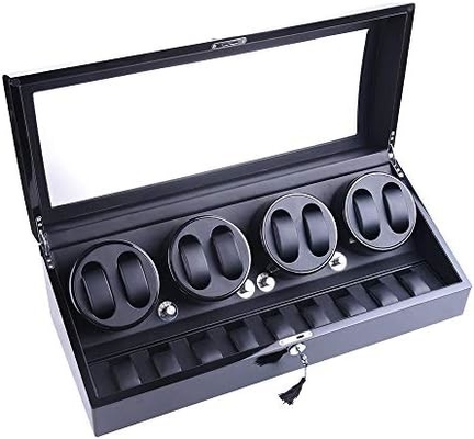 Horlogespoeler, XTELARY Luxury 4 Motor Quad Horlogespoelers voor automatische horloges Veilig &amp; Houten Display Box Case 8+9 opslag