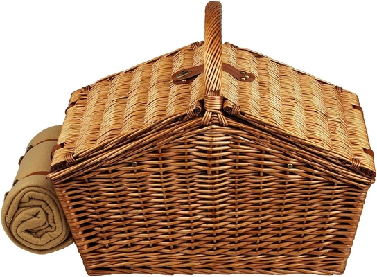 Picknick bij Ascot Huntsman Engelse stijl Willow picknickmand met service voor 4, koffie set en deken- ontworpen,