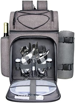 Hap Tim picknick rugzak koeler voor 4 personen met geïsoleerde lekvrije koeler tas, wijn houder, vlies deken,