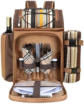 Hap Tim picknick rugzak koeler voor 4 personen met geïsoleerde lekvrije koeler tas, wijn houder, vlies deken,