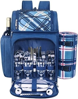 Hap Tim picknick rugzak koeler voor 4 personen met geïsoleerde lekvrije koeler tas, wijn houder, vlies deken,