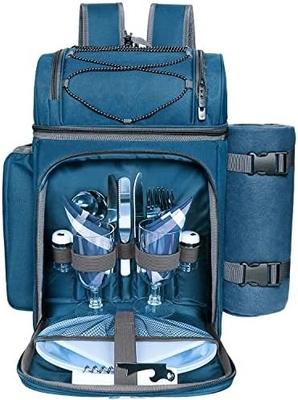 Hap Tim picknick rugzak koeler voor 4 personen met geïsoleerde lekvrije koeler tas, wijn houder, vlies deken,