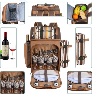 Hap Tim picknick rugzak koeler voor 4 personen met geïsoleerde lekvrije koeler tas, wijn houder, vlies deken,
