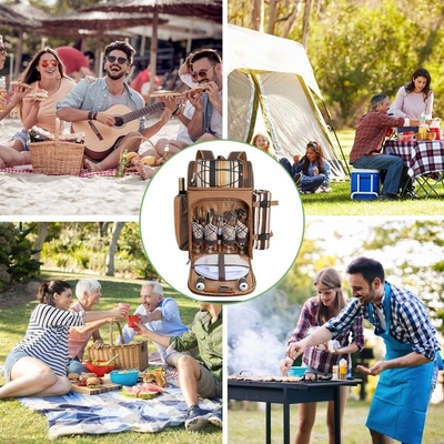 Hap Tim picknick rugzak koeler voor 4 personen met geïsoleerde lekvrije koeler tas, wijn houder, vlies deken,