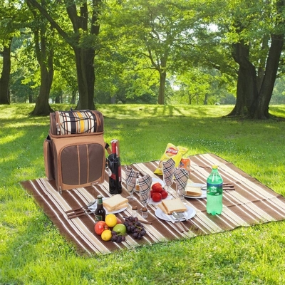 Hap Tim picknick rugzak koeler voor 4 personen met geïsoleerde lekvrije koeler tas, wijn houder, vlies deken,