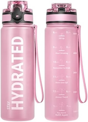 32 oz sportieve motivatie waterfles met tijdmarker - Tijd om te drinken - Tritan, BPA-vrij, breed mond lekbestendig,