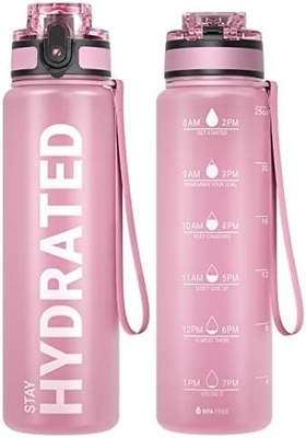 32 oz sportieve motivatie waterfles met tijdmarker - Tijd om te drinken - Tritan, BPA-vrij, breed mond lekbestendig,