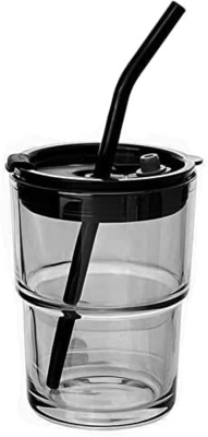 13oz/400ml Tumbler water glas, bekers met stro en deksel verzegeld Draag voor koffie, ijs thee, dikke wand geïsoleerd glas