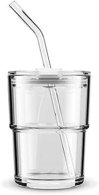 13oz/400ml Tumbler water glas, bekers met stro en deksel verzegeld Draag voor koffie, ijs thee, dikke wand geïsoleerd glas