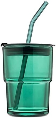 13oz/400ml Tumbler water glas, bekers met stro en deksel verzegeld Draag voor koffie, ijs thee, dikke wand geïsoleerd glas