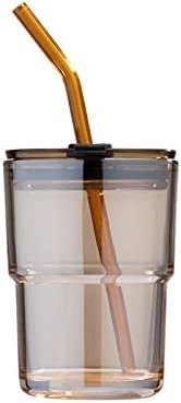 13oz/400ml Tumbler water glas, bekers met stro en deksel verzegeld Draag voor koffie, ijs thee, dikke wand geïsoleerd glas