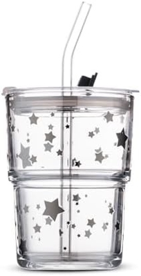 13oz/400ml Tumbler water glas, bekers met stro en deksel verzegeld Draag voor koffie, ijs thee, dikke wand geïsoleerd glas