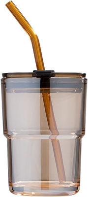 13oz/400ml Tumbler water glas, bekers met stro en deksel verzegeld Draag voor koffie, ijs thee, dikke wand geïsoleerd glas