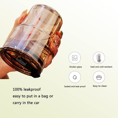 13oz/400ml Tumbler water glas, bekers met stro en deksel verzegeld Draag voor koffie, ijs thee, dikke wand geïsoleerd glas
