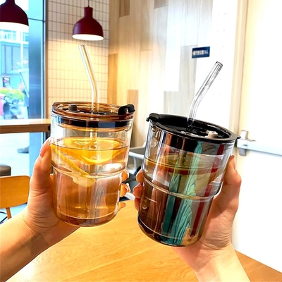 13oz/400ml Tumbler water glas, bekers met stro en deksel verzegeld Draag voor koffie, ijs thee, dikke wand geïsoleerd glas