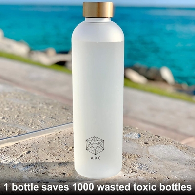 ARCANA Arc waterfles met tijdmarker - Motiverende waterflessen met tijd om te drinken - BPA-vrij bevroren plastic