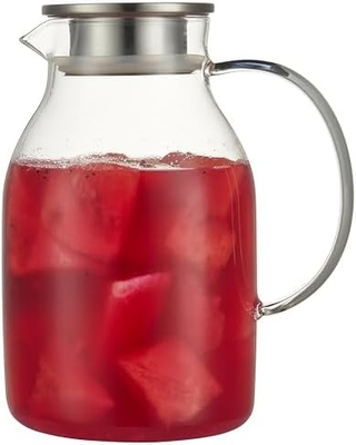 Karafu glazen kruik met deksel, 68 oz warmtebestendige waterkruik voor warm/koud water, ijsthee en sapdranken