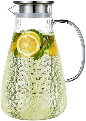 Karafu glazen kruik met deksel, 68 oz warmtebestendige waterkruik voor warm/koud water, ijsthee en sapdranken